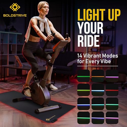 LED Exercise Equipment Mat 24x48in / 30x60in - Stylish Non-Slip Floor Protection for Spin Bikes, Walking Pads, and Ellipticals - Exercise Bike Mat, Peloton Bike Mat, Peloton accessories - size: 30 x 60
