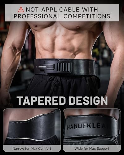 MANUEKLEAR Tapered Lever Weight Lifting Belt, 10MM Quick Locking Lever Belt Weightlifting Men, Lifting Belt Lever for Powerlifting & Deadlifts - color: Enigmatic Black, size: S (24-30inches)