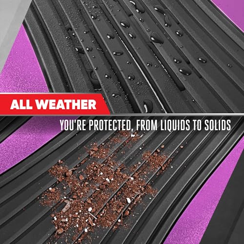 Motor Trend ChromeTech Car Floor Mats Full Set - Durable Rubber Floor Mats for Cars with Two Tone Accent, All Weather Interior Protection for Front and Rear with Non-Slip Backing, Black & Pink - color: Black & Pink