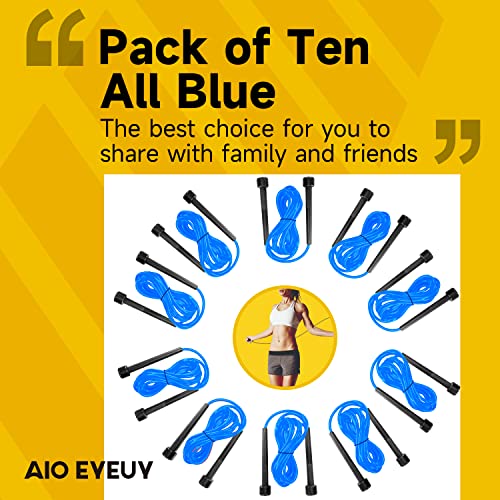 10 Pack Adjustable Jump Rope for Fitness and Exercise - PVC Skipping Rope for Men, Women and Teens - Tangle-Free for Keeping Fit, Training, Workout - color: 10Pack-Blue*10