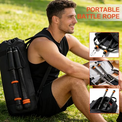 Ropeless Battle Ropes for Men & Women | Adjustable Weight, Home Gym, Portable Cordless, Strength Building, HIIT and Low-Impact Aerobic Training