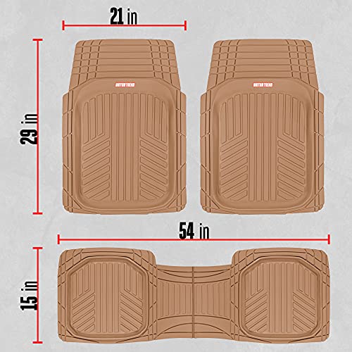 Motor Trend FlexToughXL Floor Mats for Cars Full Set, All-Weather Rubber Automotive Floor Mats, Waterproof Heavy Duty Car Mats, Flexible Floor Liners for Car Truck Van SUV, Car Floor Mats (Beige) - color: Beige, style: FlexToughXL