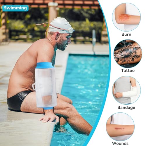 Asunby PICC Line Shower Cover, Reusable IV&PICC Line Sleeve Protector for Shower Adult, Waterproof Cast Covers for Elbow Chemotherapy Home Infusion Bandage Dressing Wound - size: Elbow PICC-Large