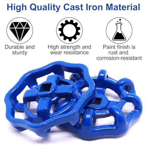 2 Pack Outdoor Faucet Handle Replacement, 7mm x 7mm Square Stem Hole Water Spigot Handle Replacement, Cast Iron Round Wheel Outside Faucet Handles with Screws Spacer (Blue) - color: Blue, size: 7mm x 7mm (2pcs)