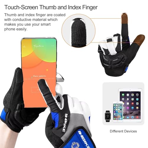INBIKE Cycling Gloves for Men/Women Bike Gloves with Touchscreen-Padded Anti-Slip Mountain Biking MTB Bicycle Gloves for Cycling/Workout/Gym/Outdoor - color: Blue, size: Large