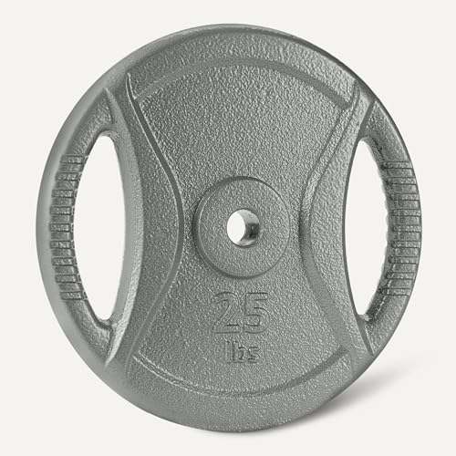 Amazon Basics 1-Inch Grip Weight Plates, Cast Iron, Strength Training, Home Gym - size: 25 lb, 1pc, 1"