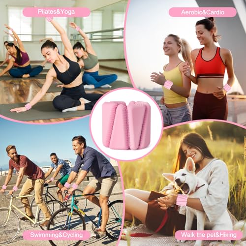 Wrist Weights, Adjustable Wrist Ankle Weights for Women, Wearable Arm & Leg Weights Set of 2(1 lb Each), Weighted Bangles for Walking, Yoga, Dance, Barre, Gym - color: Pink