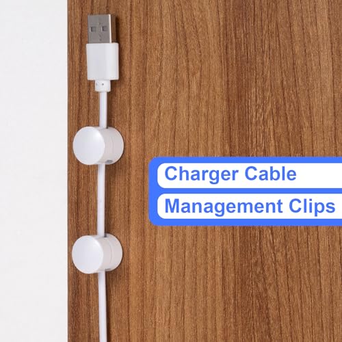SmallCat 3 Sets Charger Holders for Cords, White Cord Holder for Nightstand | Adjustable Metal Cable Anchor Clips, Adhesive Cable Management Wire Organizers for Desk, Office, Nightstand - color: White, size: 3 Sets
