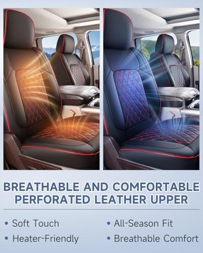 Umbrauto for Ram Custom Seat Covers, Nappa Leather Truck Seatcovers Compatible with Ram 2009-2025 1500 Crew Quad Cab & 2500 3500 Mega Cab - size: Full Set(Flat Front+Flat Rear)