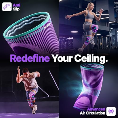 DR. BRACE Elite Compression Knee Brace for Women & Men, (2-Pack) Knee Support Compression Sleeve, Workout Sports Knee Braces for Meniscus Tear, ACL & Arthritis Pain Relief - Check Size Guide Video (Galaxsis, XX-Large)