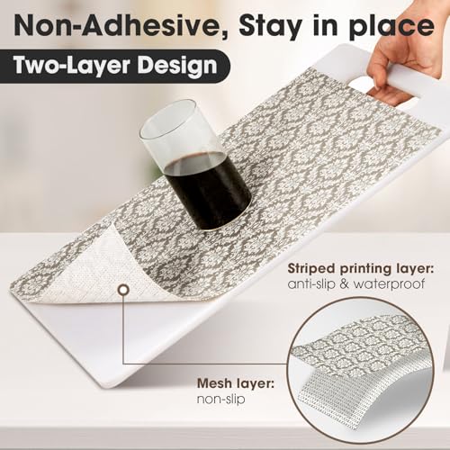 Drawer and Shelf Liner, Non-Slip Kitchen Cabinet Liners Non-Adhesive Thick Strong Grip Waterproof Washable Mats Protect Dresser Shelves Cupboard Bathroom Cabinets, Boho: Beige, 12 in X 10 FT - color: Boho: Beige, size: 11.8"W x 118"L