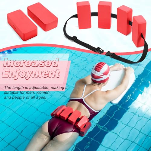Soulchen Pool Exercise Set Including Long Aquatic Exercise Dumbbells,Pool Ankle Weights,Swim Belt,Water Aerobics Water Aerobics Equipment Set for Full Body Swim Training Kit - color: Red, size: Middle