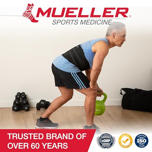 MUELLER Sports Medicine Adjustable Back Brace, Ideal for Upper and Lower Back Pain, Relief & Support for Men and Women, Strains, Sciatica, Scoliosis, Black - style: OSFM