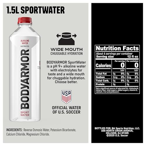 BODYARMOR SportWater Alkaline Water, Superior Hydration, High Alkaline Water pH 9+, Electrolytes, Perfect for your Active Lifestyle, 1.5 Liter (Pack of 12) - size: 50.7 Fl Oz (Pack of 12)