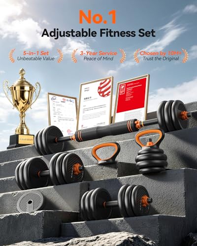 FEIERDUN DS2 Adjustable Dumbbells, 20/30/40/45/70/90lbs Free Weight Set with Connector, 5 in1 Dumbbells Set Used as Barbell, Kettlebells, Push up Stand, Weight Plate, Fitness Exercises for Home Gym Suitable Men/Women - style: F.90LB(45LB Pair)
