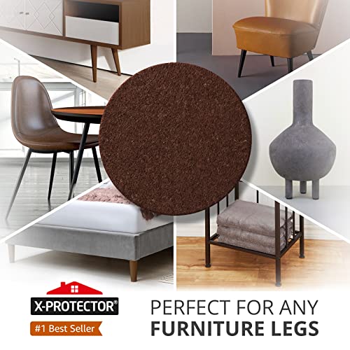 Felt Furniture Pads X-PROTECTOR - 48 Premium Floor Protector Chair Felts for Feet Wood Floors Best Hardwood Protect Your Hard Floors! (Brown) - size: 48 PCS 1" Brown, Round