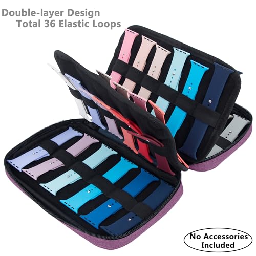 PACMAXI 36 Watch Bands Storage Case - Holds 36 Bands, Fits Most Sizes, Organizer for Watch Straps & Accessories - color: purple