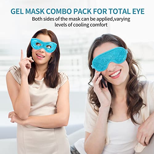 2PCS Gel Eye Mask Reusable Cold Therapy Gel Bead Eye Mask for Puffiness/Dark Circles/Eye Bags/Dry Eyes/Headaches/Migraines/Stress Relief (Blue) - color: Blue