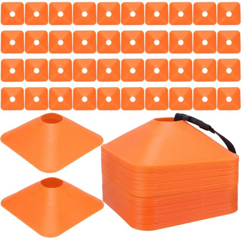 50 Pack 2 Inch Square Mini Cones for Sport Heavy Duty Agility Training Small Soccer Cone Field Marker Practice Equipment for Football Basketball Coaching Team Activities Speed - color: Orange