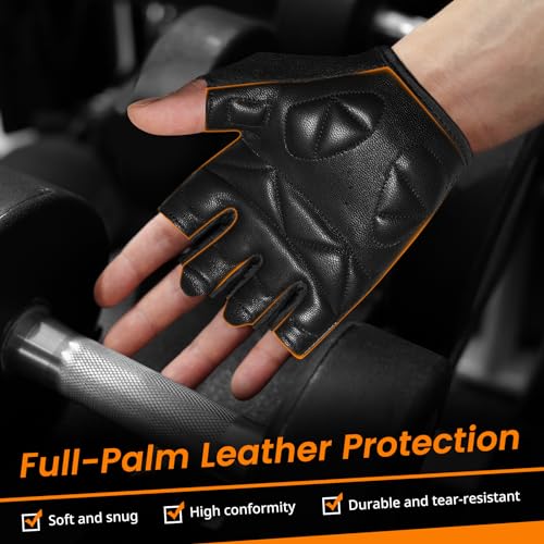 ATERCEL Premium Leather Workout Gloves, Ideal for Men and Women, Suitable for Weightlifting, Gym, Cycling - size: Medium