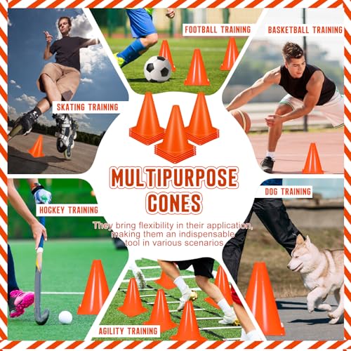 Syhood 30 Pack 7 Inch Plastic Traffic Cones Sports Training Agility Marker Mini Cones for Soccer, Skating, Football, Basketball, Indoor and Outdoor Games Sports Practice Equipment - color: Orange
