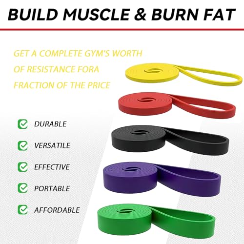 Resistance Bands, 5 Pack Pull-up Bands, Fabric Resistance Bands for Legs, Workout Bands, Exercise Bands Set for Fitness, Working Out, Body Stretching, Physical Therapy