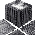 12” x 12” Drainage Interlocking Floor Tiles, 12 Pack Non-Slip Pool Deck Drain Mats for Flooring, Soft PVC Splicing Modular Cushion Mats, Rubber Floor Tiles with Holes for Shower Basement Garage Shed - size: Black