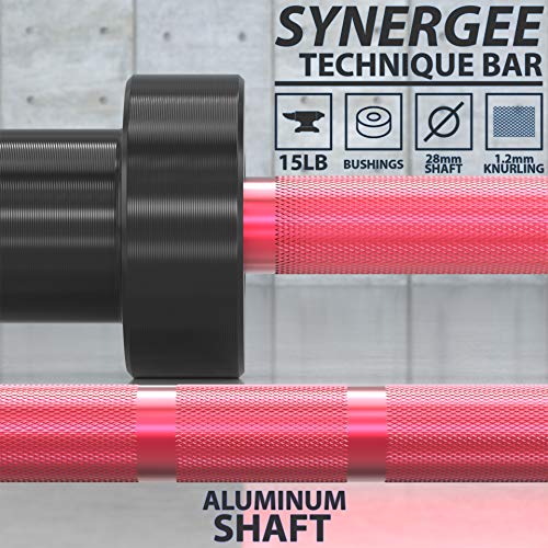 Synergee 15 lb Technique Bar – Aluminum Training Bar - color: Red