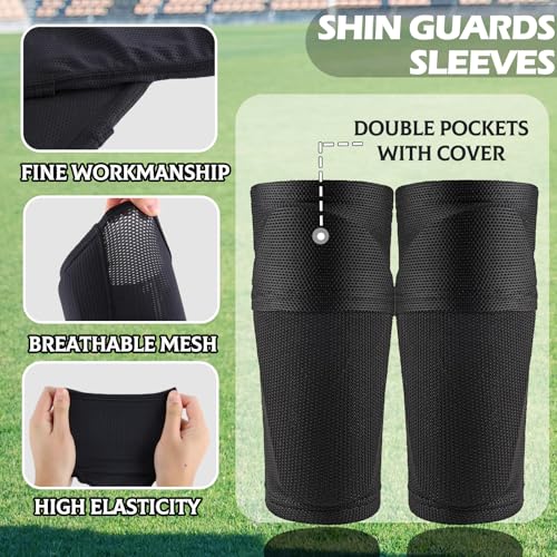 5PCS Kids Soccer Socks with Shin Guards and Shin Sleeves Set for for Age 5-12 Boys Girls Lightweight Soccer Football Equipment - size: Large