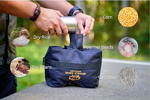 Buffalo Creek Supplies All Weather Durable Front and Rear Shooting Rest Bags, Rifle Rest Sand Bag for Bench Rest Shooting, Hunting, Target & Competitive Sports Shooting-Unfilled - color: Black