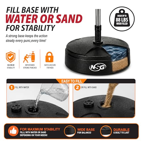 NSG Punching Bag for Kids & Boxing Gloves Set - Adjustable Freestanding Speed Bag with Spring-Loaded Stand, Junior Boxing Gloves & Hand Pump - Portable, Easy Assembly for Boys, Teens, Toddlers Ages 4+ - size: Large