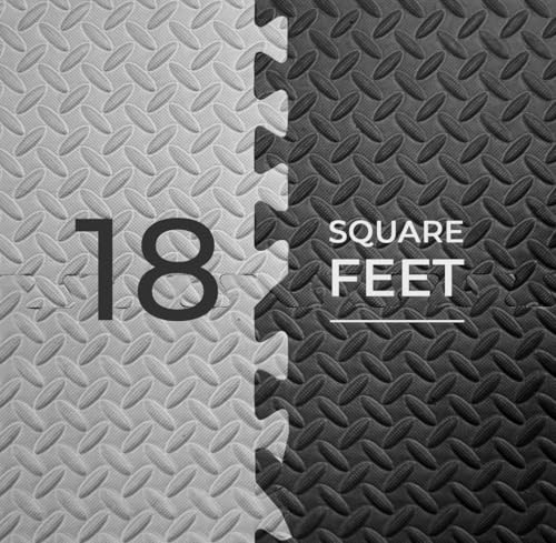 VViViD Interlocking EVA Foam Floor Mat Tiles 11.8”x11.8”x0.47” Black (9) and Grey (9), Non-Slip (18 Tiles, 18 sq ft)