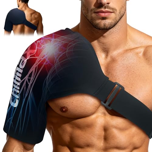 Shoulder Ice Pack Wrap for Rotator Cuff & Arm Cold Therapy Wrap,Reusable Hot and Cooling Therapy Compression Wrap and Shoulder Periarthritis Pain Relief,Post-Surgical Rehabilitation - color: X-large Black