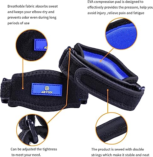 ABYON Compression Elbow Support, 1 Piece Compression Sleeve + 2 Pcs Tennis Elbow Pads for Men Women Pain Relieves Tendonitis, Arthritis, Tennis Elbow, Epicondylitis - color: Blue, size: X-Large