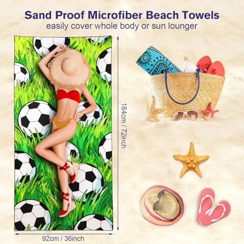 Grass Field Soccer Beach Towel, 36"x72" Sand Free Quick Dry Thin Lightweight Microfiber Gifts for Football Lovers - color: Sport-7