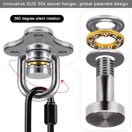 SELEWARE Heavy Duty Swing Hanger Bearing Swivel Hook, 360 Swivel Swing Hanger with Carabiner, Indoor Outdoor Swing Hardware for Tire Swing Kit Saucer Swing Playground Accessories, 2 Pack - color: Bearing Swing Hangers, 2 Pack