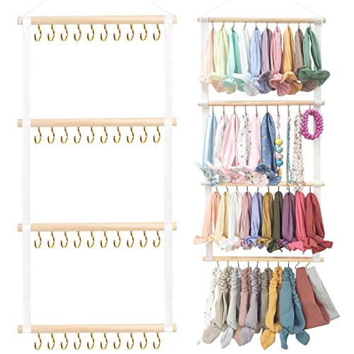 POVETIRE Headband Holder for Girls Baby Headband Organizer Head Bands Hair Accessories Display Organizer Wall Hanging Decor for Nursery Toddler Girl Room - color: White
