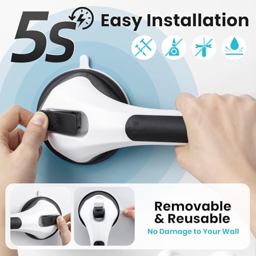 TAILI Shower Grab Bar 2 Pack Suction Grab Bars for Bathtubs and Showers, Heavy Duty Shower Handle Removable Handrails for Seniors and Elderly, Bathroom Safety Grip No Drilling Waterproof, Black,G9 - color: Black, size: 16.8"