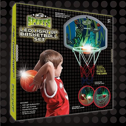 LED Light Up Basketball Toy Set for Boys and Girls, LED Light up Hoop and Basketball - Ages 4 and Up - style: LED Light Up