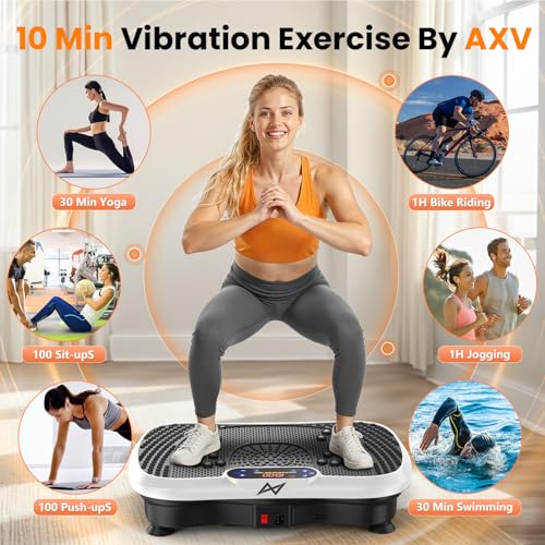 AXV Vibration Plate Fitness Platform Exercise Machine Vibrating Shaking Full Body Shaker Workout Vibrate Stand Shake Board Sport for Weight Loss Fat Burner for Gym Home Office - color: BT.PRO.WHITE