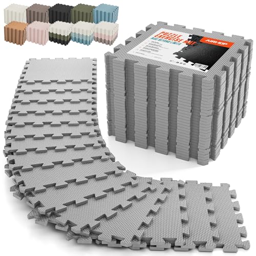 AIRHOP 18 PCS Gym Floor Mat, EVA Foam Puzzle Gym Mat, High-Density Interlocking Foam Floor Tiles for Home Gym, Play Workout Garage Kitchen Flooring 12.6"x12.6"x0.4" - color: Grey, size: 18 Tiles | 18 Sq Ft