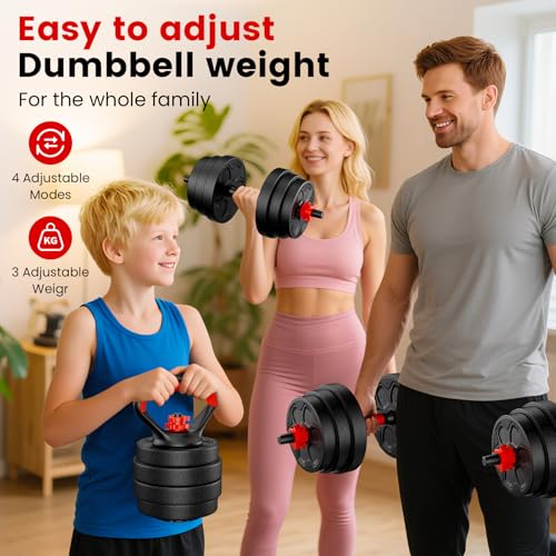 Adjustable Dumbbell Set, 20/33/45/70/90lbs Free Weight Set with Connector, 4 in1 Dumbbells Set Used as Barbell, Kettlebells, Push up Stand, Weight Set for Home Gym Suitable Men/Women - color: 33LB (16.5LB Pair)