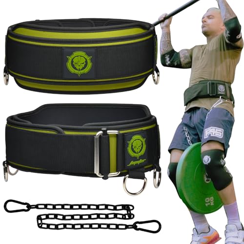 2-in-1 Weightlifting Belt & Dip Belt with Chain for Added Weight Training,Weightlifting, Squats, Deadlifts,Powerlifting for Men & Women - color: Green/Green, size: XX-Large