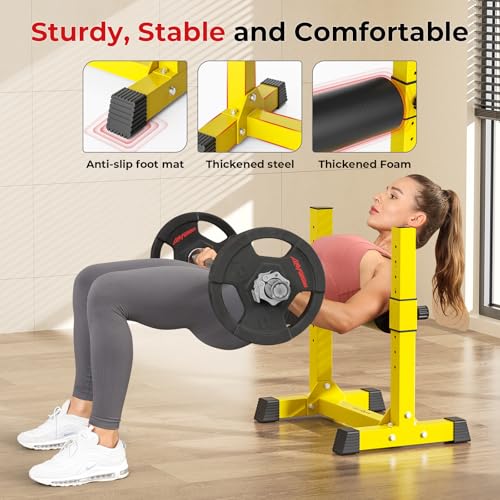 BODYRHYTHM Bulgarian Split Squat Stand, Single Leg Squat Roller Stand with 9 Adjustable Roller Heights for Squats, Leg Lunges, Lower Body Training. - color: Yellow
