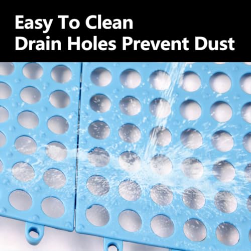 30 Pack Garage Floor Tiles, 12x12 Inch Interlocking Drainage Tiles Non-Slip Deck Tile with Holes for Bathroom, Pool Deck, Gym, Garage, Kitchen & Wet Areas, Easy Splicing Anti-Fatigue Mat (30, Blue) - color: Blue