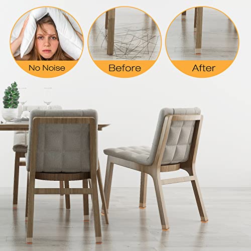 16-Pcs Square Silicone Chair Leg Floor Protectors, Thick & Durable | Protect Hardwood Floors from Scratches & Noise, Fit Dining Table & Bar Stool Legs (Fits 3/5" to 7/10") - size: S - 16 Pcs - Clear
