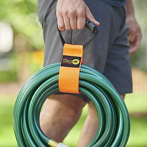 Easy-Carry Wrap-It Storage Straps - 22" (2-Pack) Blaze Orange | Heavy-Duty Hook and Loop Cord Carrying Strap, Hanger, and Organizer with Handle for Pool Hoses, Garden Hoses, Cords, Cables - color: Blaze Orange, size: 22" (2 Pack)