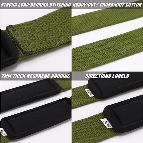 Lifting Wrist Straps for Weightlifting, Weight Lifting Straps Gym Strength Training, Neoprene Padded Wrist Support, Deadlift Straps for Men & Women, 22.5 Inch Cotton - color: Military Green