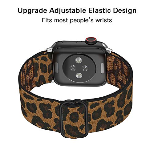 Stretchy Nylon Loop Bands Compatible with Apple Watch 38mm 40mm 41mm 42mm 44mm 49mm Adjustable Soft Elastics Strap Compatible with Apple Watch SE Ultra iWatch Series 8/7/6/5/4/3/2/1 (1-Leopard, - color: 1-Leopard, size: 42mm(Series 3)/44mm/45mm/46mm/49mm