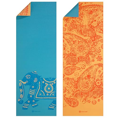Gaiam Yoga Mat - Premium Print Reversible Extra Thick Non Slip Exercise & Fitness Mat for All Types of Yoga, Pilates & Floor Workouts - color: Elephant